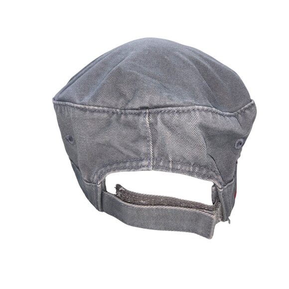 VTG Y2K Embellished Rhinestone Distress Field Cap Grey Canvas Hook/Loop #b - Picture 4 of 7